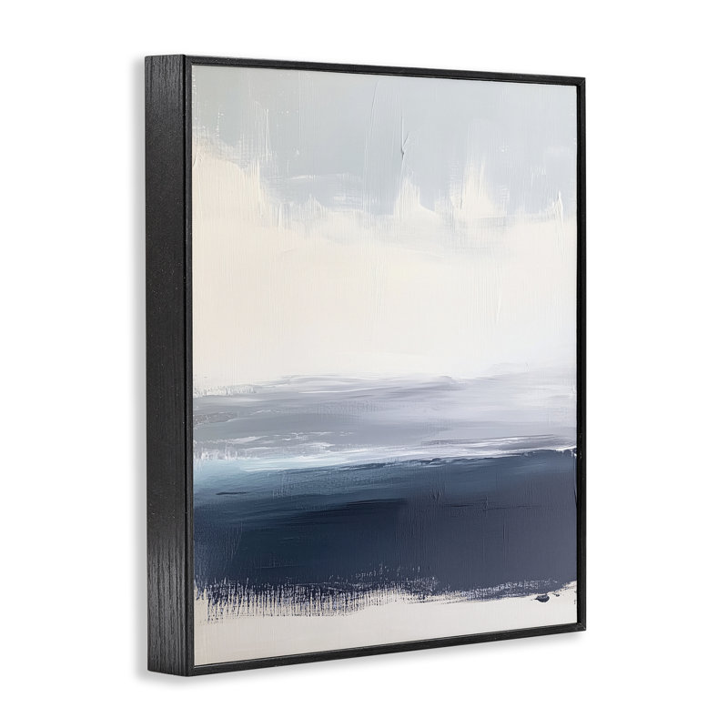 Giclée de cadre marin abstrait Lunetta, design par Amanda Tsoukanelis, H 14 po x l 11 po, Giclée encadrée noir minuit