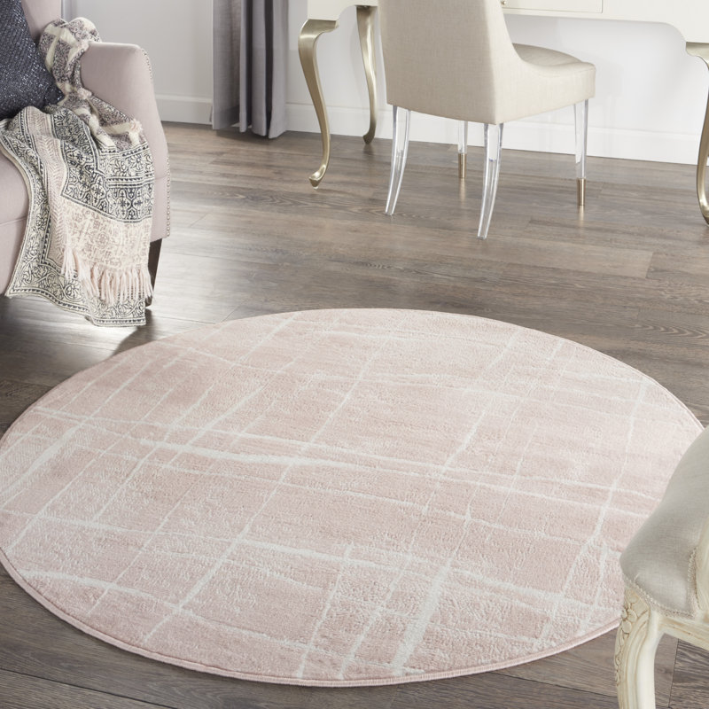 Tapis moderne rose, Rond 5 pi