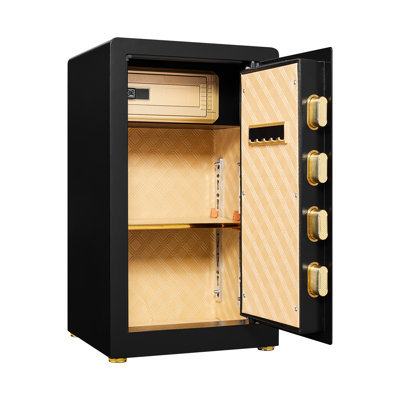 Coffre-fort pour documents personnels et bijoux avec serrure numérique, système d'alerte intelligent, tablette amovible, très grand intérieur pour de l'argent, papiers A4, ordinateurs portables, métal, revêtement anti-rayures, clavier ergonomique, éclairage à DEL
