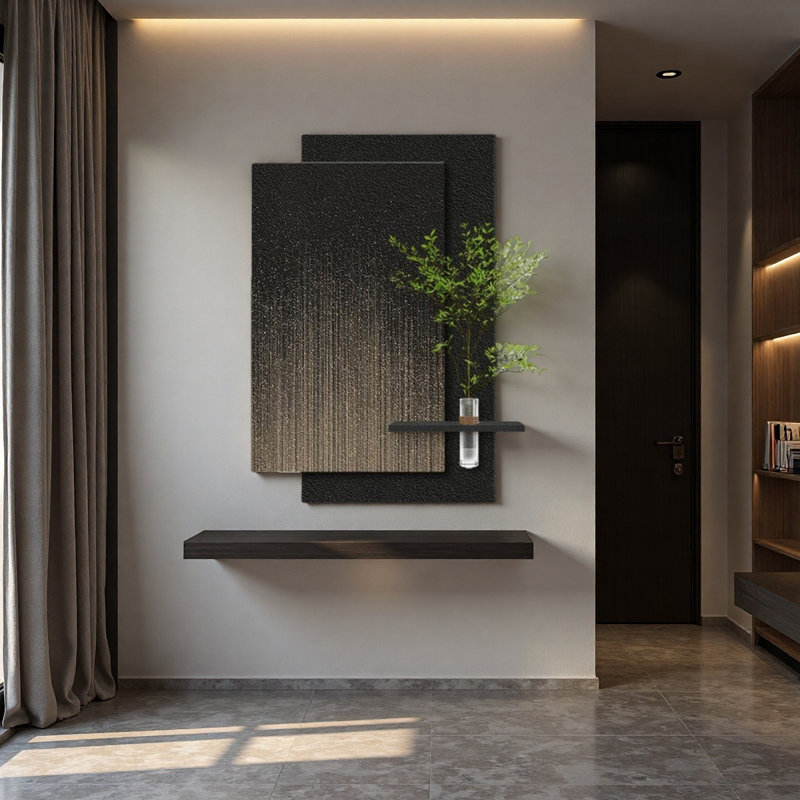 Minimalist Lighted Sandstone Wall Art With Hydroponic Greenery – Entryway/ Living Room Led Decor, 59.06" H x 39.37" x 1.57" D