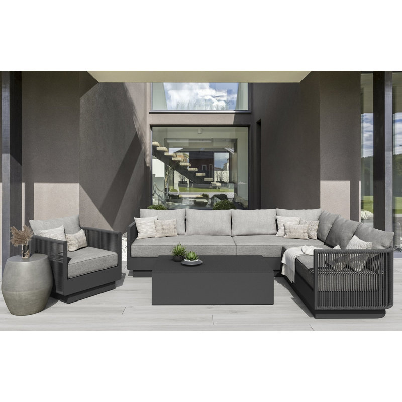 Porto Aluminum Coffee Table, Honed Absolute Black