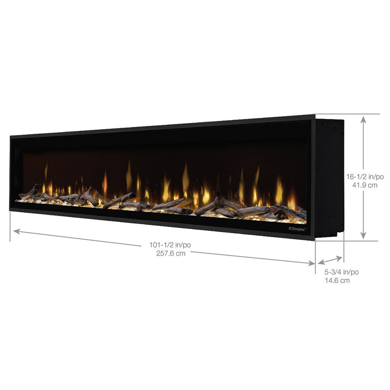 Evolve Black Electric Fireplace with 8530 BTU, 16.49" H x 101.41'' W x 5.79" D