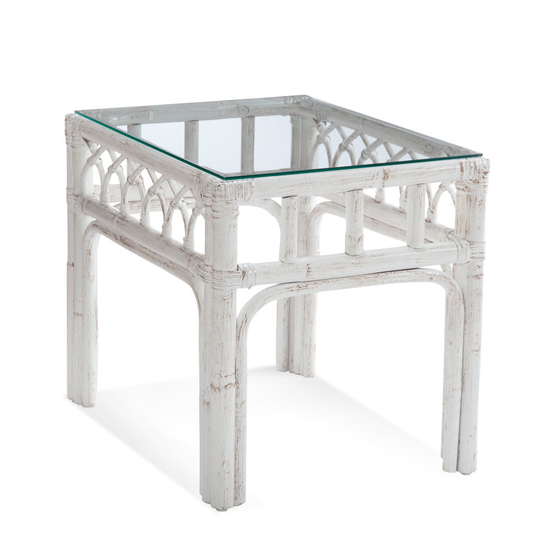 Edgewater Glass End Table, Aged Barrel