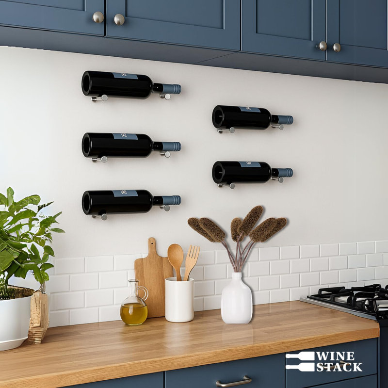 Wine Stack Modern  Metal Wine Bottle Pins, Silver (Set of 5)