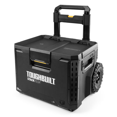 ToughBuilt Portable 2-in-1 Rolling Tool Box, Wheels & Stackable Design, Black