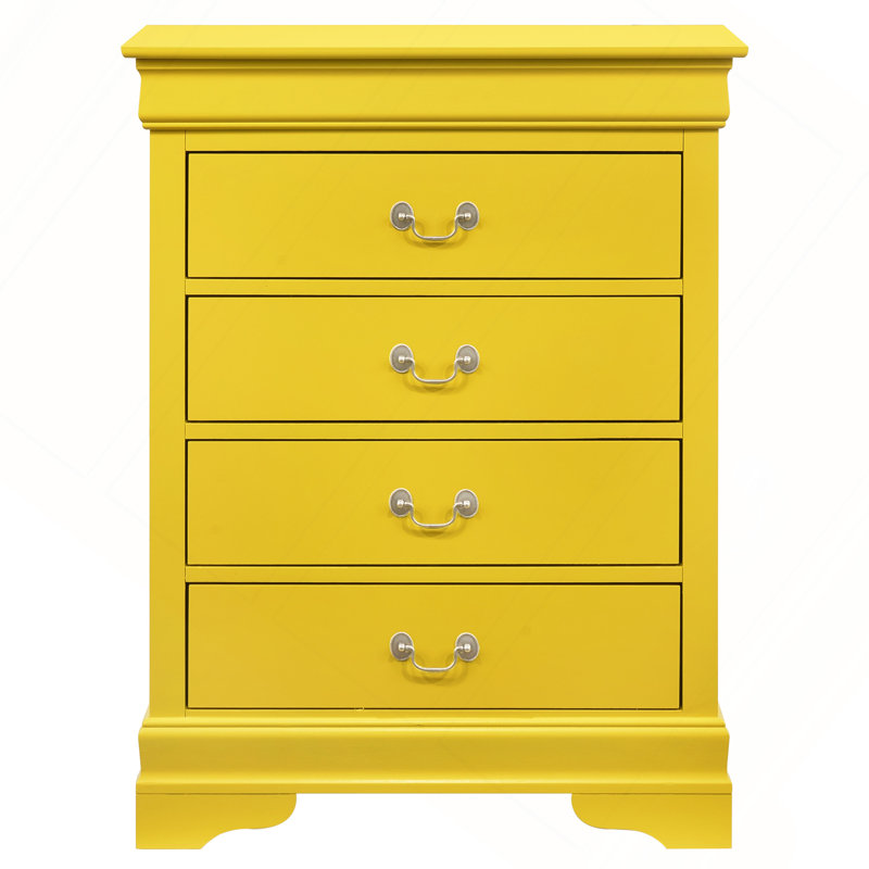 Commode 4 tiroirs, jaune, Jaune