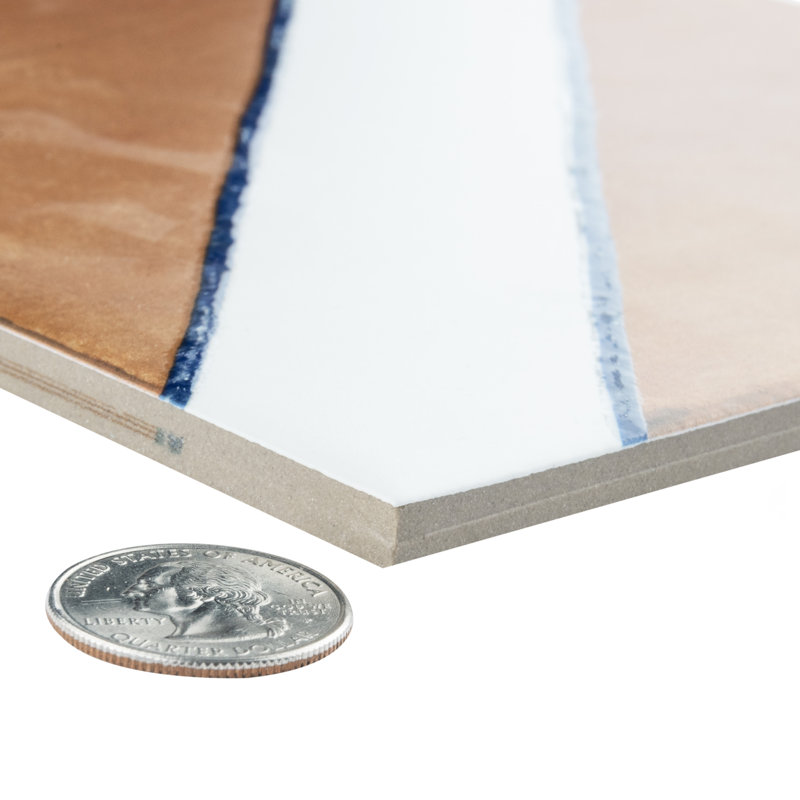 Sentier 8" x 8" Porcelain Wall & Floor Tile, Brown/White/Blue