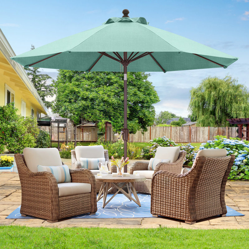 Parasol de marché en oléfine de 2,74 m (9 pi) avec inclinaison et levage à manivelle, Brise de menthe