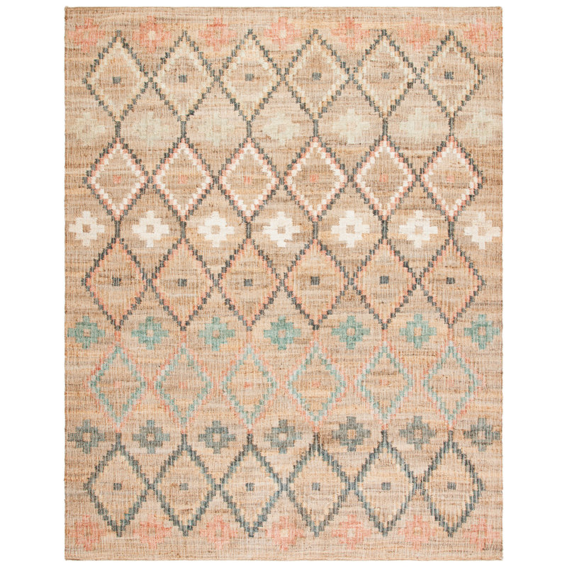 Tapis géométrique en jute et coton tissé à la main Heyman, Rectangle 5 pi x 8 pi