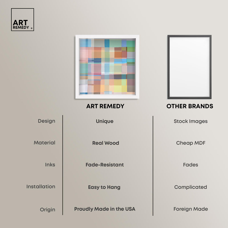 «Neutral Luxe Living Set Shadowbox» par Art Remedy, H 21 po x l 21 po, Blanc