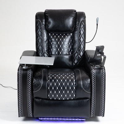 Power Zero Gravity Recliner With Multifunctional Features - Storage Armrest & Cup Holder - Laptop Table & Phone Holder- Reading Light & Led - Infinite Position Recline For Living Room & Office