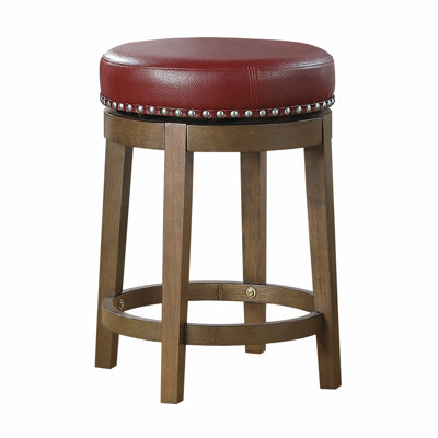 Ensemble de 2 tabourets pivotants ronds en similicuir avec siège pivotant à 360 degrés et garniture cloutée