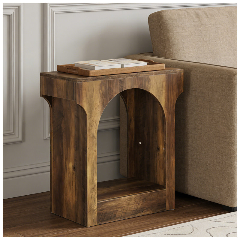 Table d'appoint en bois à 2 niveaux avec espace de rangement