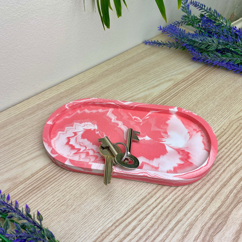 Oval Trinket Tray Dish, Pink