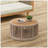 Outdoor Rattan Rope & Acacia Wood Coffee Table - Weather Resistant - Rope Beige/Natural Iron-314370769