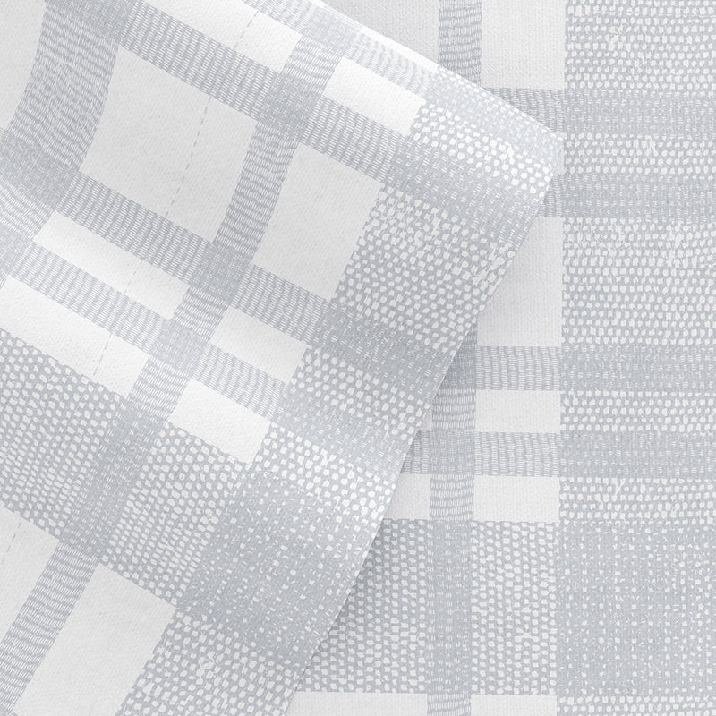 Sheet Set 100% Cotton Patterned Flannel Super Soft Bedding, Full Sheet Set with 3 Additional Pieces, Light Blue Woven
