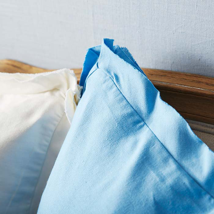  Housse de coussin carré en coton, Bleu ardoise, H 20 po x l 20 po x P 4 po, Polyester/ Bourre en polyester