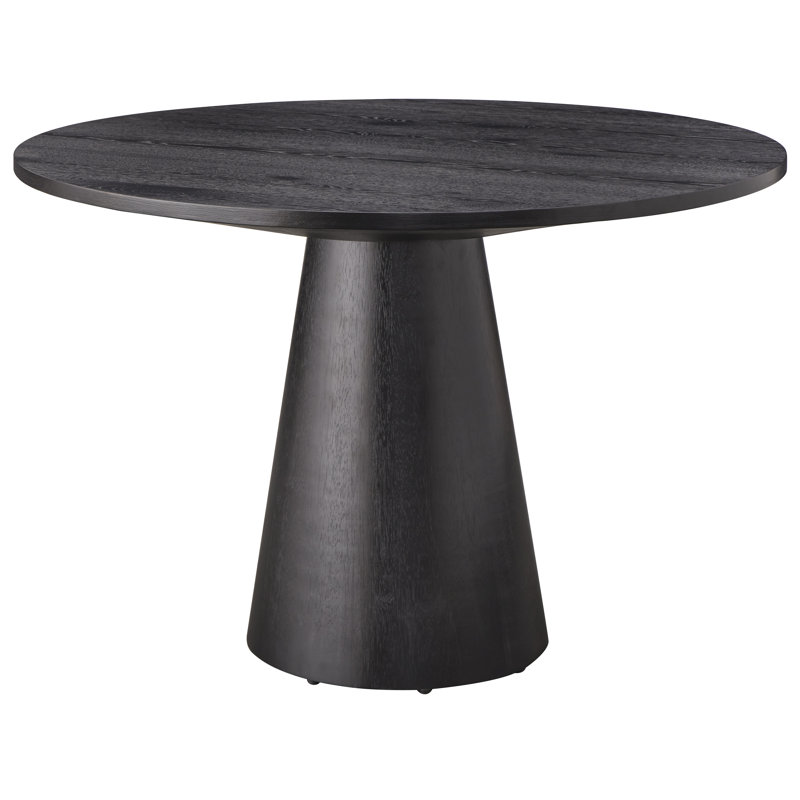 Boudot Round Solid Wood Base Dining Table, Ebony Black, 29.75”H x 45”L x 45”W
