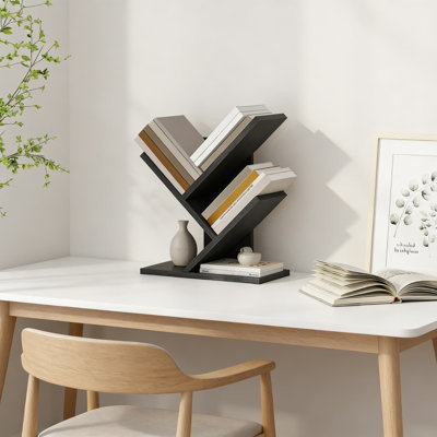 Tree Bookshelf 3-Tier Storage Organizer, Desktop & Floor Standing Bookcase For Books, Magazines, And Decor, Space-Saving Design For Bedroom, Living Room, Or Office