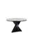 Willene Waterfall Round Marble Dining Table Set with Sculptural Base and 6 Woven Strap Chairs – 7-Piece Modern Dining Set with Metal Frame-961105444