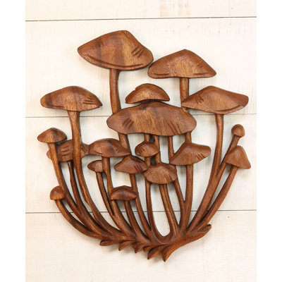 12in Wood Mushroom Wall Panel â€“ Hand Carved Nature Wall Art, Rustic Woodland Home Decor