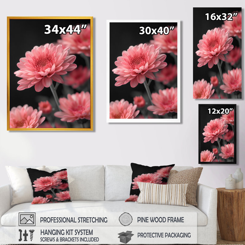  «Glamour rose monochrome photo de jardin de maman - décoration murale de maman, Cadre simple blanc, bois massif