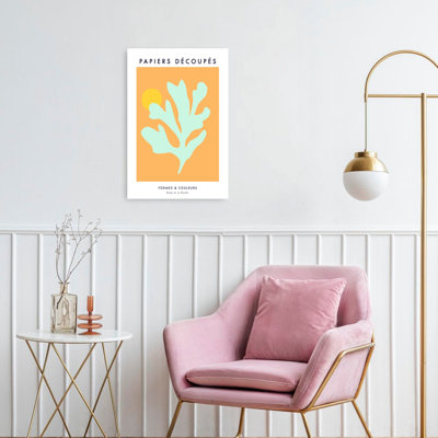 Feuille tropicale et soleil abstrait, art moderne de nature océanique minimaliste