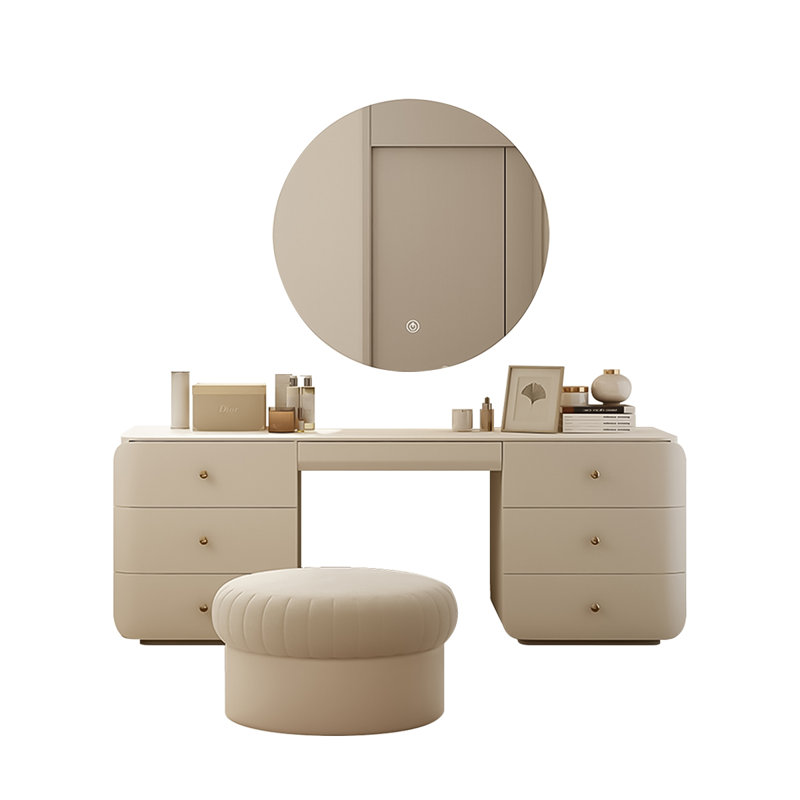 Ensemble coiffeuse blanche avec miroir lumineux à DEL, H 29,53 po x l 47,24 po x P 19,69 po