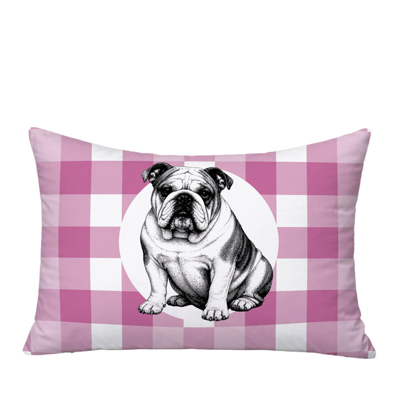 Oreiller réversible intérieur / extérieur Bulldog, 20 po x 14 po, Magenta
