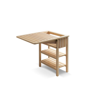 Rectangular Ash Solid Wood Outdoor Side Table - 63 cm W 31 cm D