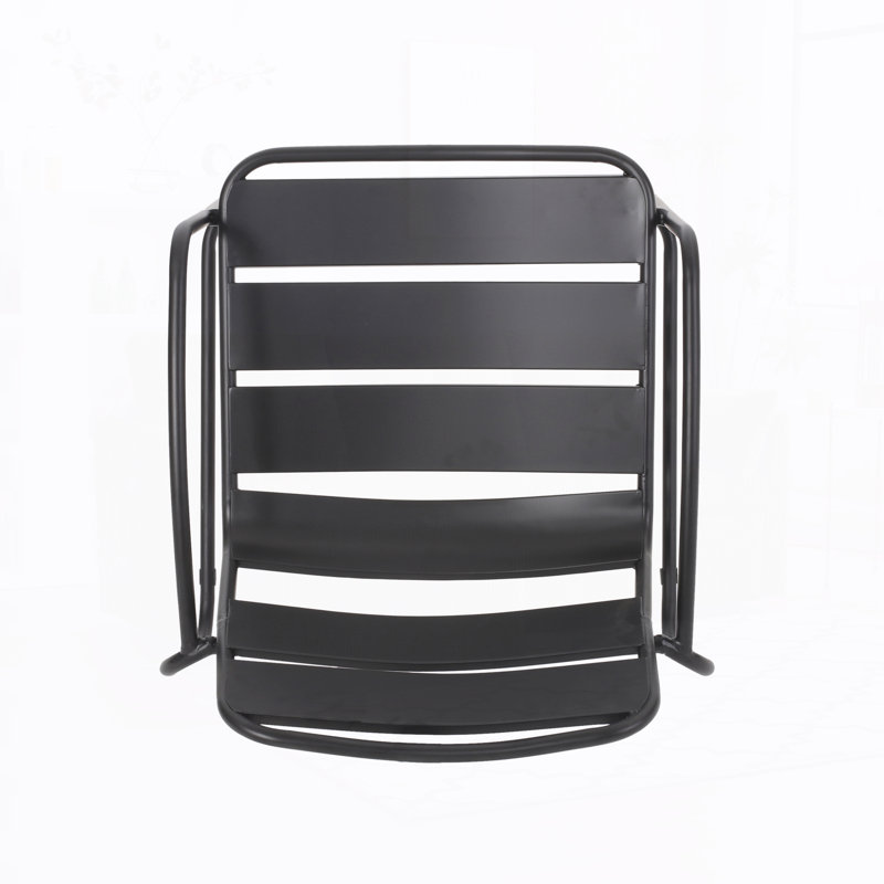 Patio Metal Armchair(Set of 2), Matte Black