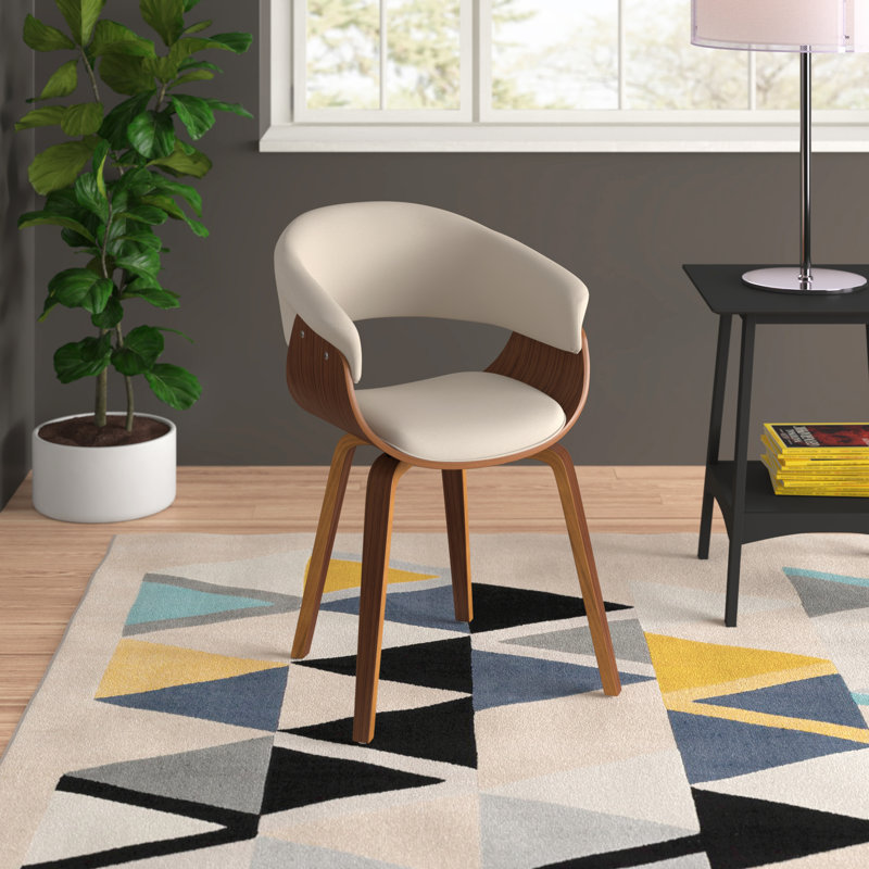 Chaise d'appoint Barnabas, Mélange de polyester crème, Noyer