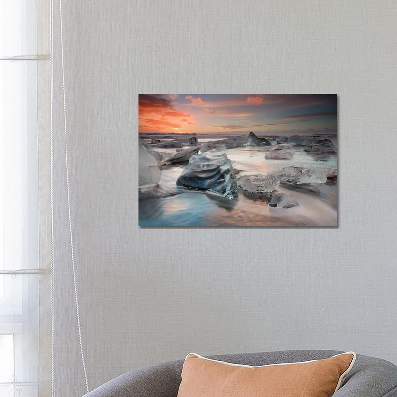 Glacial Lagoon Beach by Massimo Baroni - Wrapped Canvas Print