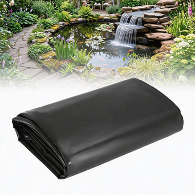 Revêtement pour étang en PEHD 20 mil - Sous-couche noire durable et résistante aux fuites pour les étangs d'extérieur, les fontaines, les chutes d'eau de jardin et les jeux d'eau