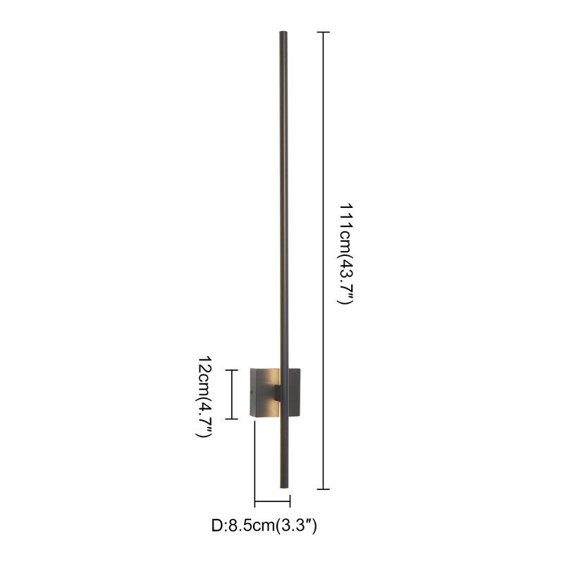 Kylese Wall Sconces Linear Simple Style Vanity Lighting Bathroom Bar, 44" H x 4.7" W x 3.3" D, Matte Black