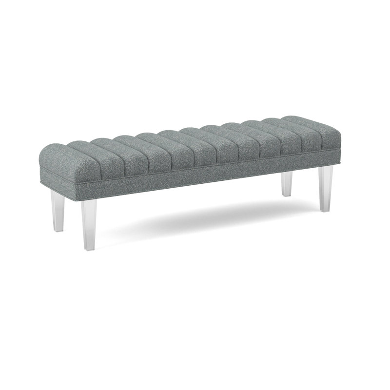 Lana Upholstered Bench, 18" H x 60" W x 18"D, Maya Cyan Polyester Blend