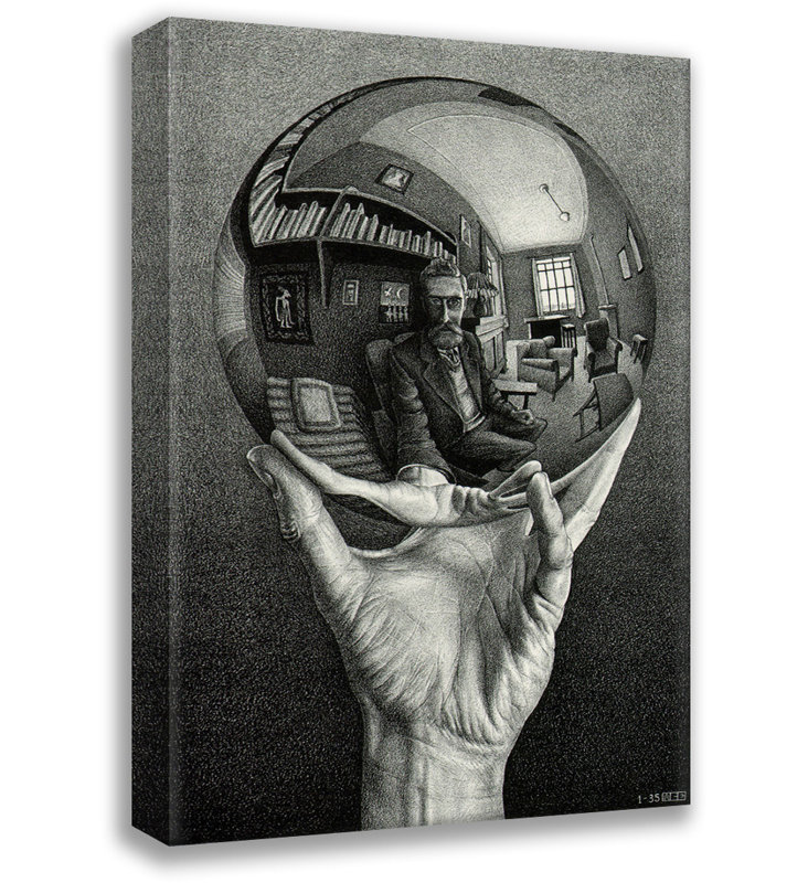 Autoportrait par M.C.Escher, toile tendue avec châssis, H 24 po x l 17 po