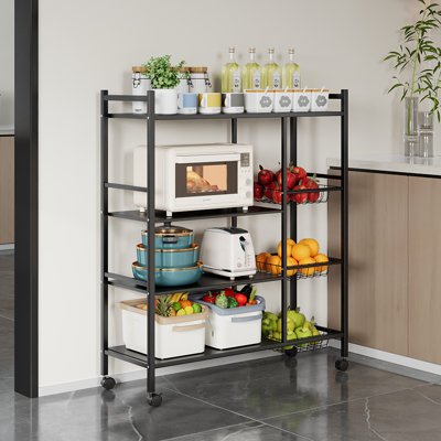 Kitchen floor multi-layer household multifunctional black storage rack
