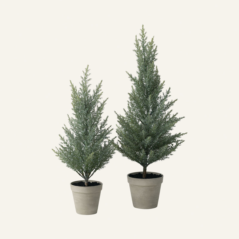 24.5" and 20" Green Christmas Tree Set