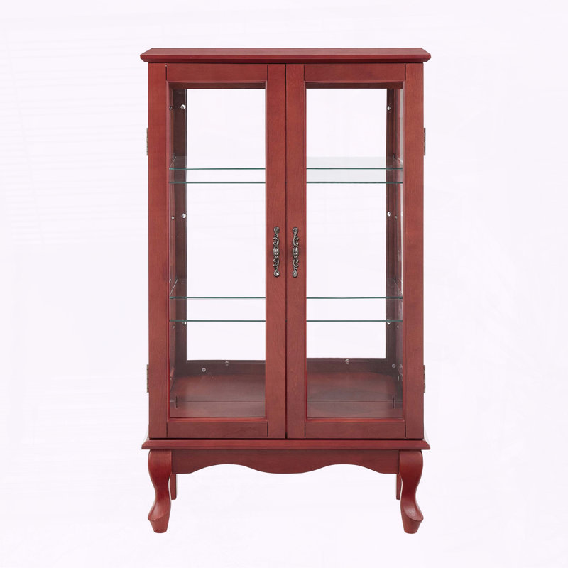 Vitrine 2 portes avec verre trempé et dossier en miroir