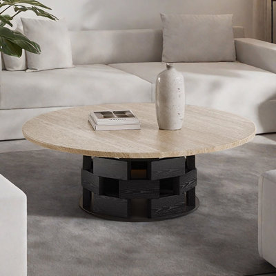 Table basse en travertin de style Wabi-sabi