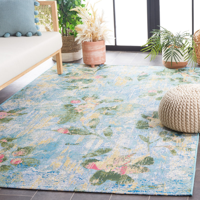 Tapis d'intérieur / extérieur à motif floral Barbados 500 Performance, Rectangle 9 pi 1 po x 12 pi 5 po