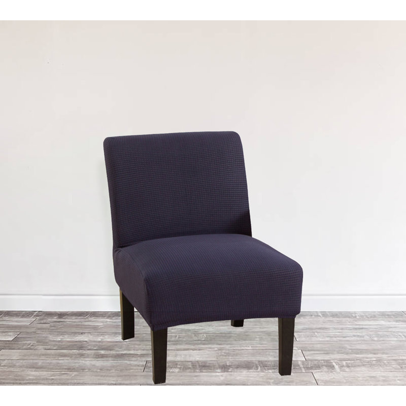 Housse pour fauteuil sans accoudoirs en tissu extensible lavable, Bleu marine