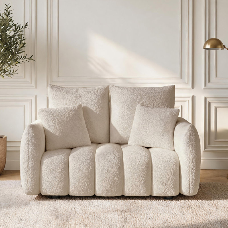  58'' Teddy Fabric Upholstered Loveseat, Light Brown