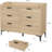47" 6-Drawer Dresser with Power Outlets & USB Ports, Natural Oak Storage Chest for Bedroom