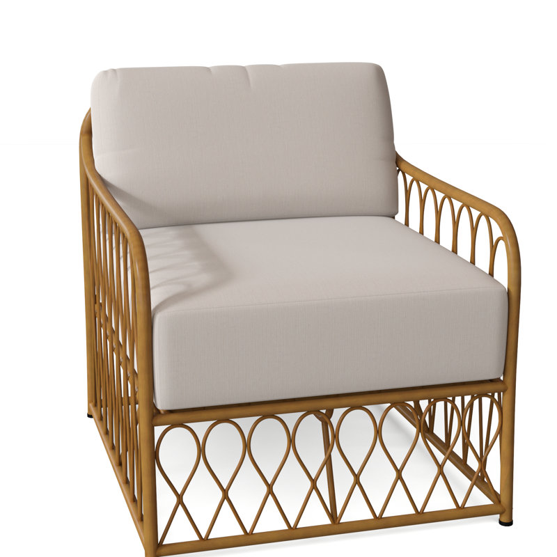 Chaise de patio Cane avec coussins, Toile toile Sunbrella® Bird's Eye