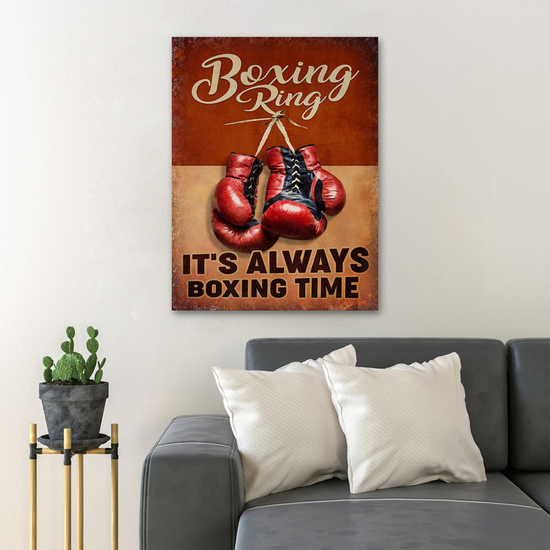 A Red Boxing Gloves - It's Always Boxing Time - 1 pièce, impression d'art graphique rectangulaire sur toile tendue