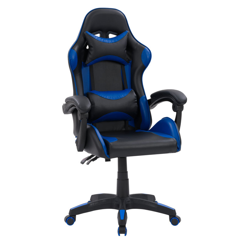 Chaise de jeu PC et course, Bleu et noir