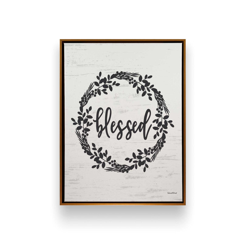 Reproduction d'art «Blessed Wreath» par lettres et lignes, Toile avec cadre, L 18 po x H 24 po, Doré