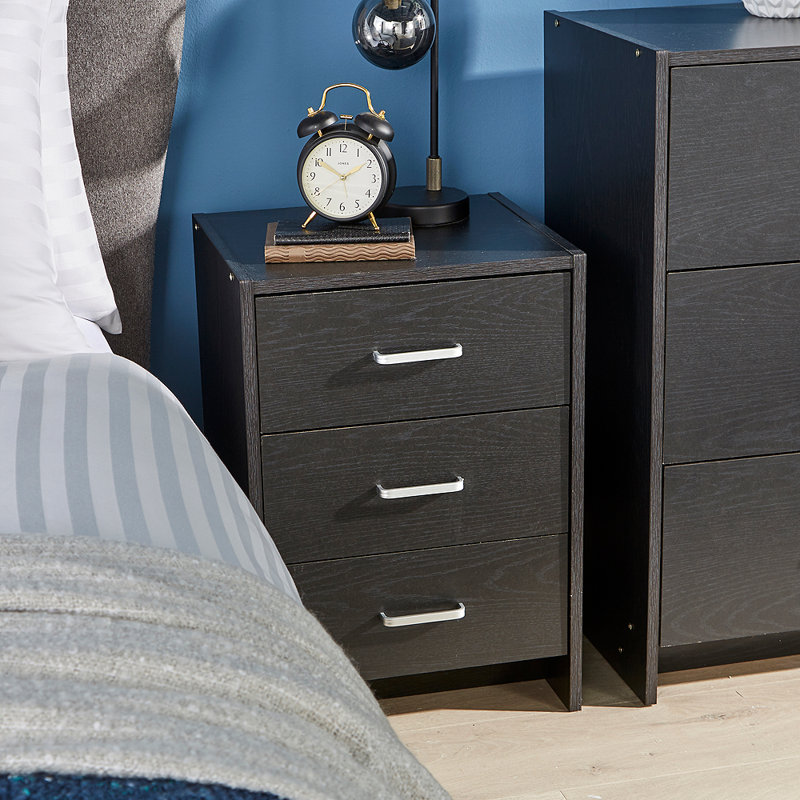 Steelman Manufactured Wood Bedside Table, Black